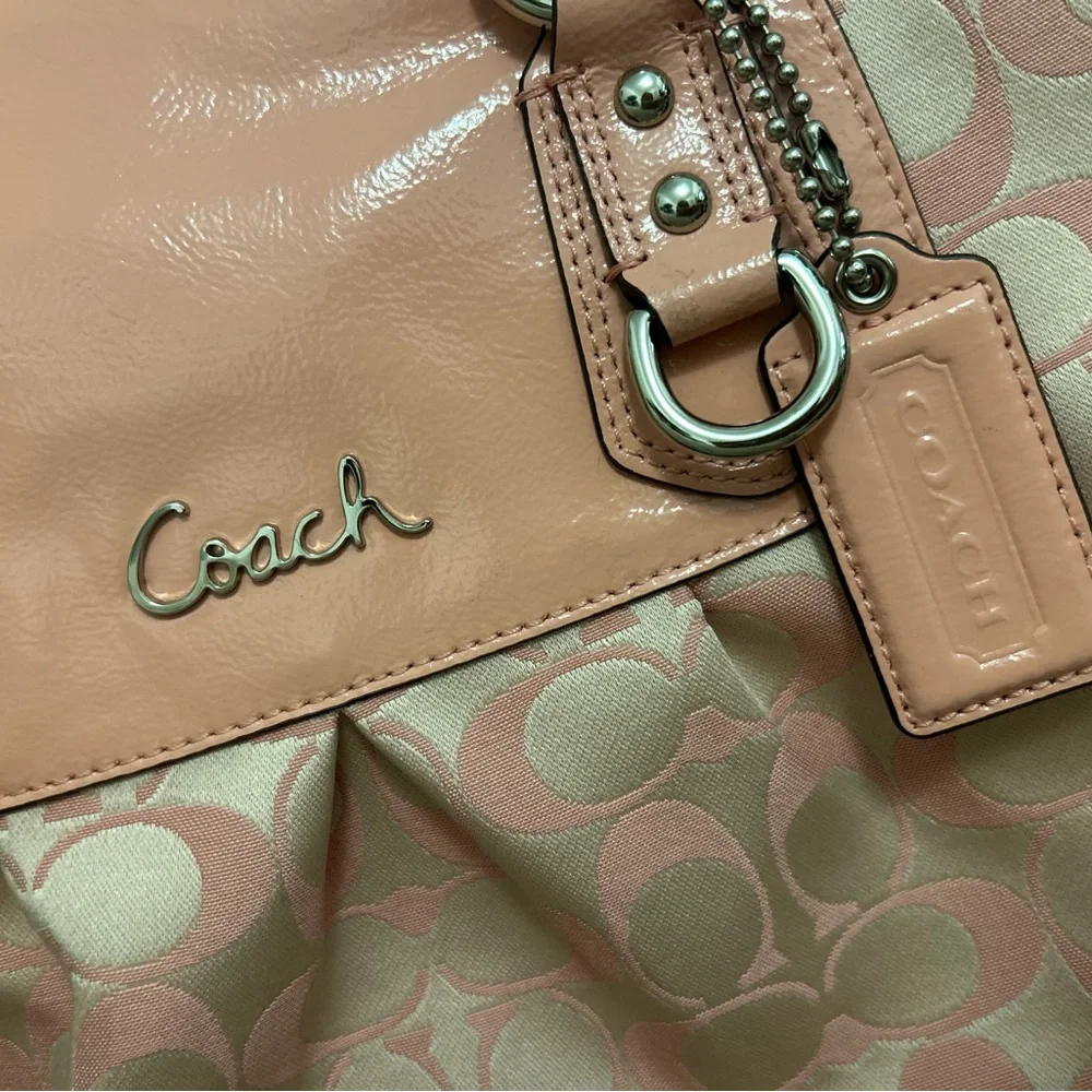 COACH ASHLEY PEONY PINK SIGNATURE CARRYALL HANDBAG SHOULDER BAG PURSE - Picture 4 of 16